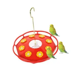 MCBOSON Baño colgante para pájaros con un diseño floral de colibrí rojo - 1 artículo