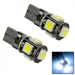 OcioDual Set 2 Bombillas LED 5050 T10 W5W Blanco con Efecto Xenon 12V