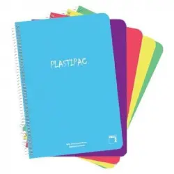 Sam Plastipac Pack 5 Cuadernos con Espiral Liso 80 Hojas Colores Surtidos