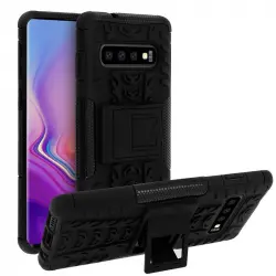 Avizar Funda de Silicona Reforzada con Soporte Negra para Samsung Galaxy S10
