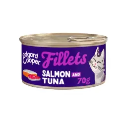 Edgard & Cooper Filetes de salmón y atún en Caldo lata para gatos 70 g