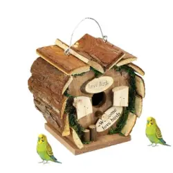 MCBOSON Casita para pájaros colgante de madera con forma de corazón - 1 artículo