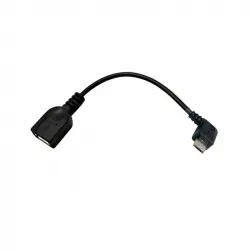 Cable MicroUSB OTG B/M-A/H Acodado 15cm Negro