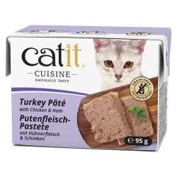 Catit Cuisine Paté para gatos 12 x 95 g - Pavo con pollo y jamón