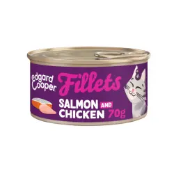 Edgard & Cooper Filetes de salmón y pollo en Caldo lata para gatos 70 g