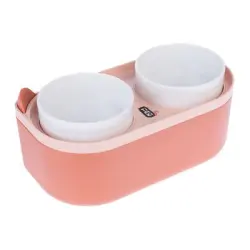 Comedero doble TIAKI con contenedor de alimentos - 2 x 420 ml