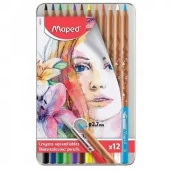 Maped 832412 Caja de Metal de 12 Lápices Acuarelables
