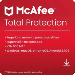 McAfee Total Protection 2024 1 Dispositivos 1 Año PC/Mac/iOS/Android Descarga Digital