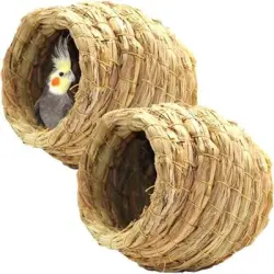 MCBOSON Nido de pájaro de paja natural hecho a mano - 1 artículo