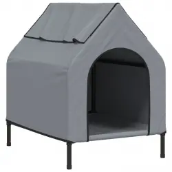 vidaXL Casa para perros tela Oxford y acero gris antracita