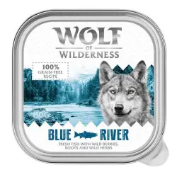 Wolf of Wilderness Adult 6 x 150 g en minitarrinas - Blue River, con pescado