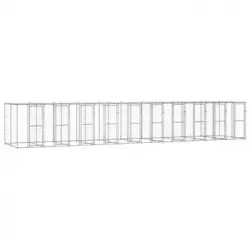 Perrera De Exterior | Jaula Para Perro | Parque Para Mascotas De Acero Galvanizado Con Techo 24,2 M² Cfw783978