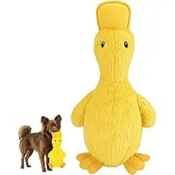 ZooVenture Peluche de pato para perros: suave, ruidoso y a la suciedad - AMARILLO