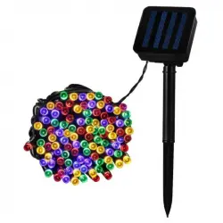 EfectoLED Guirnalda Cable LED con Cargador Solar 12m Blanco Cálido 3000k - 3500k