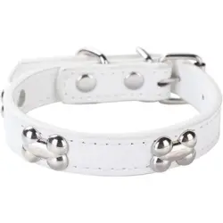 HausPets Collar para perro de piel sintética acolchada blanca talla S - Artículo 1