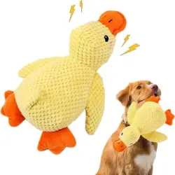 ZooVenture Perro pato de peluche - 25 cm, emite sonidos y silbidos - AMARILLO