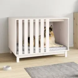 Cama Para Perros Madera Maciza De Pino Blanco 100x70x72 Cm