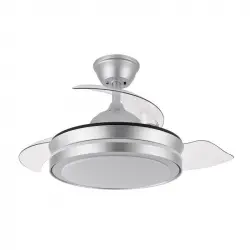 Iluminashop 334889 Ventilador de Techo LED con Mando a Distancia Y Palas Retractiles 72W Plata