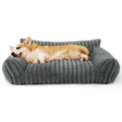 IntiMeg Cojín para cesta para perros con funda extraíble, 60x45x20cm - Gris