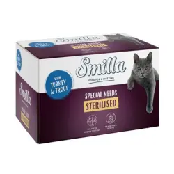 Smilla Sterilised en tarrinas 24 x 100 g - Pack Ahorro - Pavo con trucha