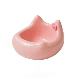 UAMLY Cuenco de cerámica para gatos - Diseño de cabeza de gato con lazo - rosa