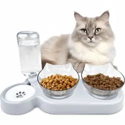 ZooVenture Comedero inclinable 3 en 1 para gatos (con elevación de 15°) - 1 pieza