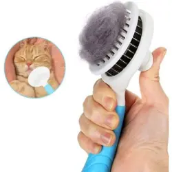 Pawffee Cepillo azul autolimpiante para gatos y perros, quita pelo 1 clic - 1 pieza