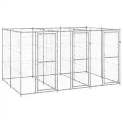 Perrera De Exterior | Jaula Para Perro | Parque Para Mascotas De Acero Galvanizado 7,26 M² Cfw783965