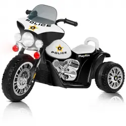 Playkin Moto Eléctrica Police 6V Blanco/Negro