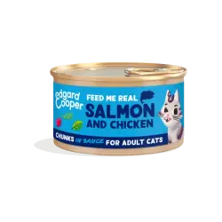 Edgard & Cooper Comida Húmeda para Gatos con Salmón y Pollo, 18 x 85 gr