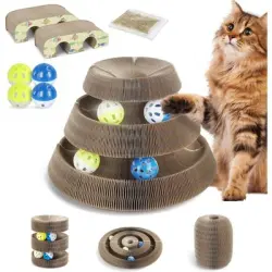 HausPets 2 rascadores plegables para gatos lazo mágico campana interactiva - Artículo 1