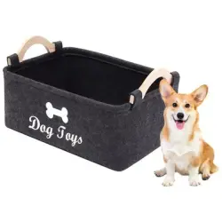 IntiMeg Cesta de almacenamiento de fieltro para mascotas - 38×25×18cm