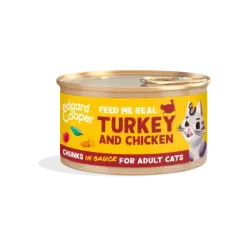 Edgard & Cooper Comida Húmeda para Gatos Trocitos en Salsa Pavo y Pollo, 18 x 85 g