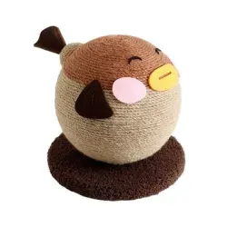 FurryFusion Pelota rascadora de sisal con forma de pez globo para gatos - Marrón