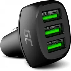 Green Cell CADGC01 Cargador de Coche 54W 3x USB 18W Ultra Charge Negro