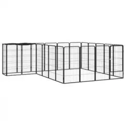 Jaula Perros 22 Paneles | Perrera Exterior Acero Recubierto Polvo Negro 50x100 Cm Cfw765823