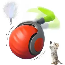 Pawffee Pelota gato naranja recargable USB, rotación 360°, 2 modos - 1 pieza