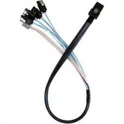 Silverstone Cable Interno 36 Pines a 4xSATA 7 Pines + Cable de Banda Lateral 50cm Blanco/Azul