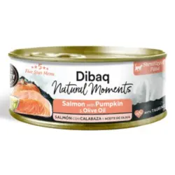 Dibaq Natural Moments Lata Salmón con Calabaza para gatos esterilizados - Pack ahorro - 12 Latas x 70 g