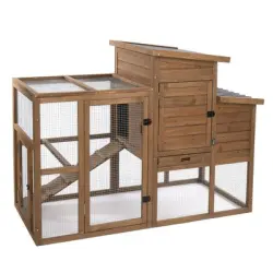 Gallinero de madera TIAKI Ranch (opcionalmente extensible) - Gallinero con reciento abierto integrado: 156 x 79,5 x 116,3 cm (L x An x Al)