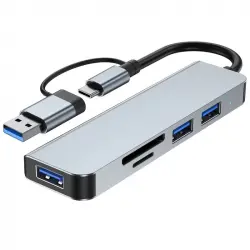 Klack HUB 5 en 1 USB-C a USB 3.0/USB-A/Lector de Tarjetas