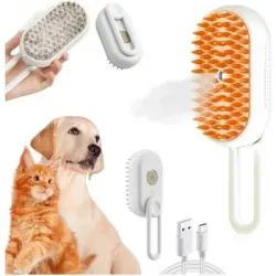 Pawffee Cepillo de vapor 3 en 1 para perros gatos: masaje cuidado eléctrico - 1 pieza