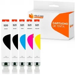 Pccom Essential Cartucho Tinta Compatible Canon PGI520/CLI521 Negro/Cian/Magenta/Amarillo Pack 5