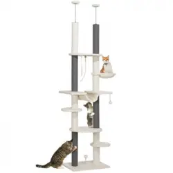 Árbol Para Gatos De Aglomerado De Madera 60x44x225-255cm-pawhut.crema