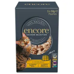 Encore en gelatina en bolsitas 5 x 50 g para gatos - Pack mixto - Selección de pollo (3 variedades)