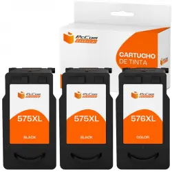 Pccom Essential Canon Pg575xl/cl576xl Cartucho Tinta Compatible Negro Pack 3