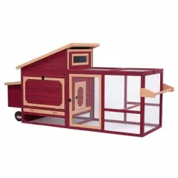 TIAKI gallinero de madera con ruedas - 236,6 x 78 x 114,4 cm (L x An x Al)