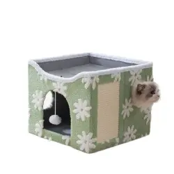 UAMLY Cama plegable para gatos con rascador - Verde