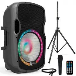 Wiibo Festa 15BT Altavoz Activo Profesional 600W Pico Bluetooth + Soporte + Cable + Micrófono