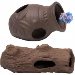 ZooVenture Decoración de acuarios: Escondites de cerámica para peces - 2 piezas